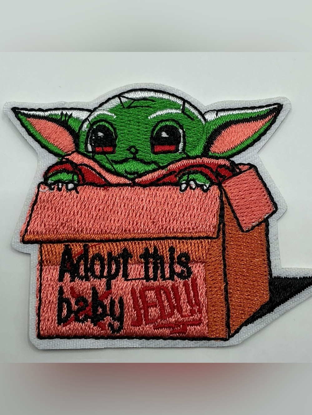 IRON OR SEW ON PATCH ADOPT THIS BABY JEDI YODA EMBROIDERED NWOT